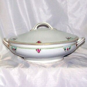 VTG Noritake Covered Dish  ~ Pink Roses, Green, Gold Trim